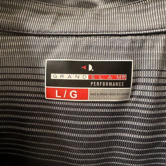Grand Slam Men Performance Golf Polo Shirt Size Large Gray Black Stripes Causal - Picture 4 of 4